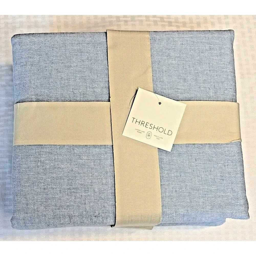 Threshold Duvet Set (1 Sham) Blue Cotton-Linen Chambray - Full/Queen